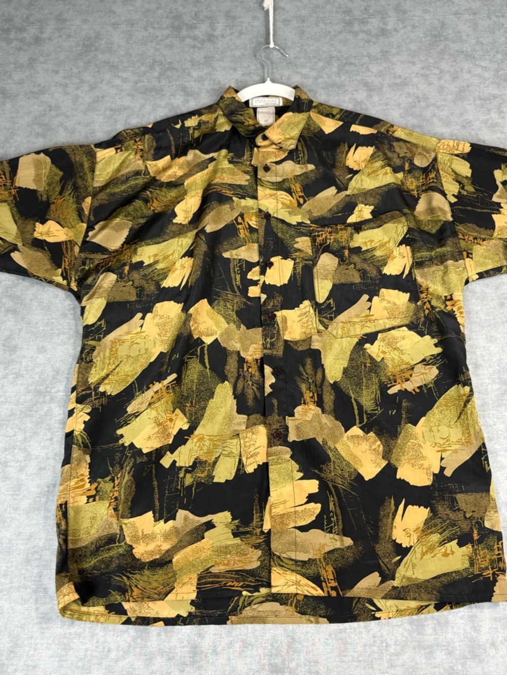Imagine Italy Rayon Shirt Mens M Abstract Print Short Sleeve Button Up